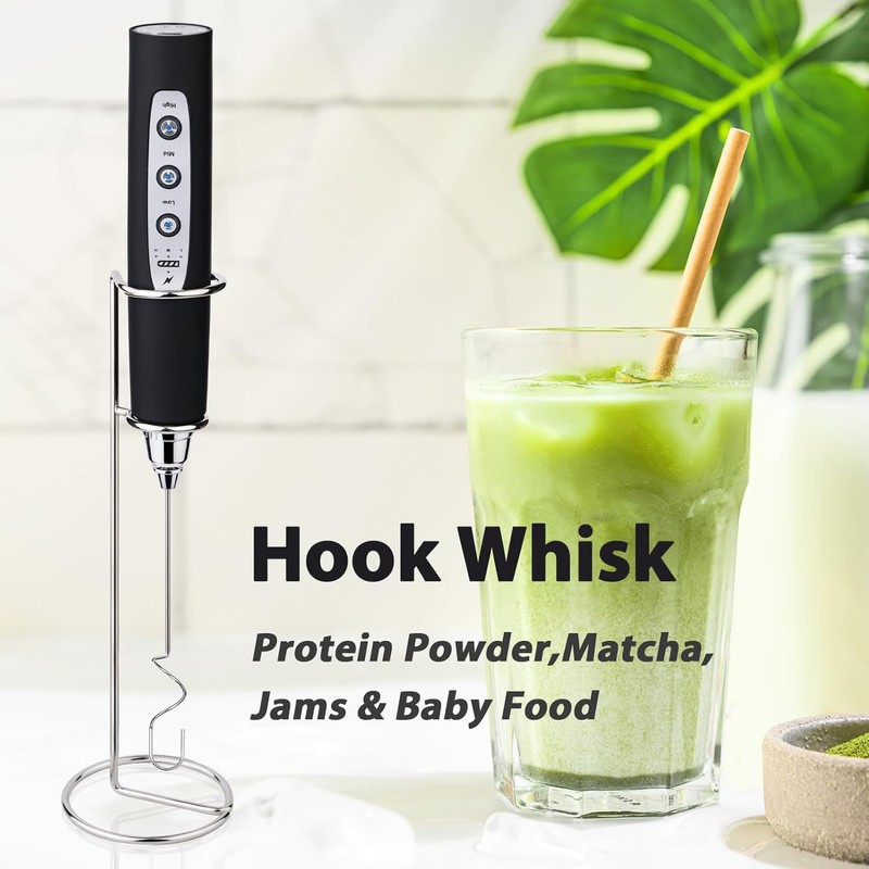 Sakgos Rechargeable Handheld Milk Frother with Stand - 3 Stainless