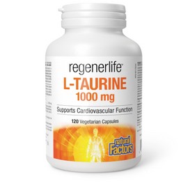 Natural Factors Regenerlife L-Taurine 1000 mg, 120 vegetarian capsules, Supports Cardiovascular Function
