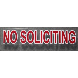 2X Pretty and Best reviewed Indoor Static face Cling on Glass NO Soliciting Window Decal Sign Sticker! Vivid red Color Like a Stop Sign, Transparent to fit Any Background.