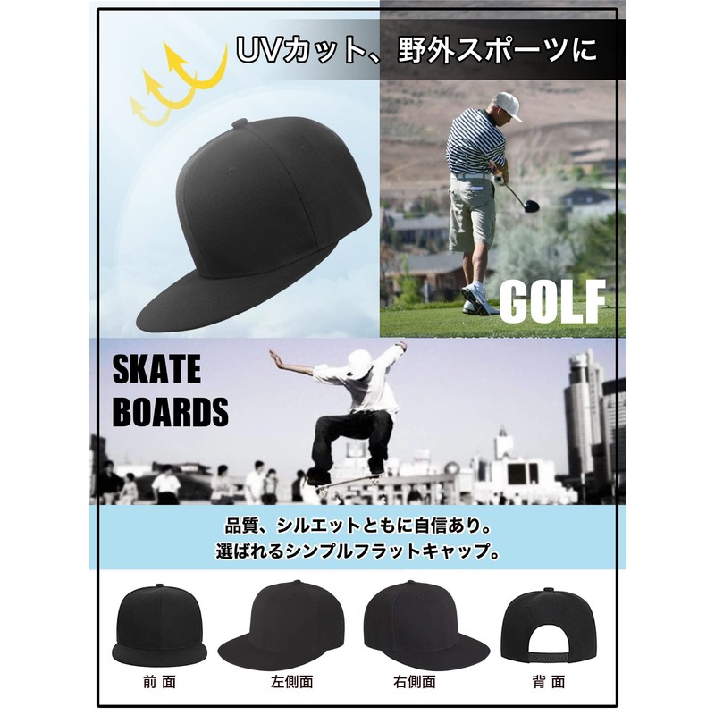 M2Ma Men's Flat Cap, Stylish, Flat Brim, Sports Cap, Golf,