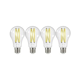 Satco S12443 A19 LED 4-Bulb Value Pack, 100W Replacement, 3000K, Clear