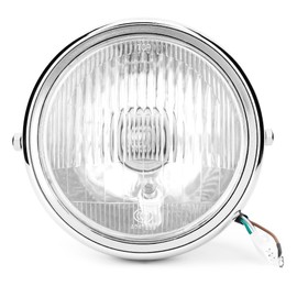 Universal Motorcycle Retro Silver Shell White Lens Headlamp Front Headlight for GN125