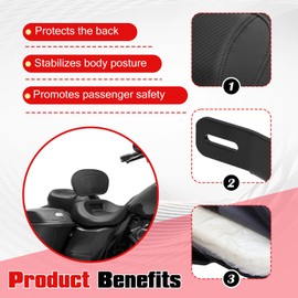 KAHCOP Adjustable Driver Backrest with Pad, Motorcycle Seat Accessory Compatible with 2009-Later Touring Models, Fits Glide, King, Classic, Ultra and CVO Style Seats