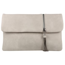 Girly HandBags Zipper Flap Clutch Bag -- Grey