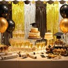 Graduation Decorations 2025, 1Pack Grad Foil Fringe Curtains, Black Gold