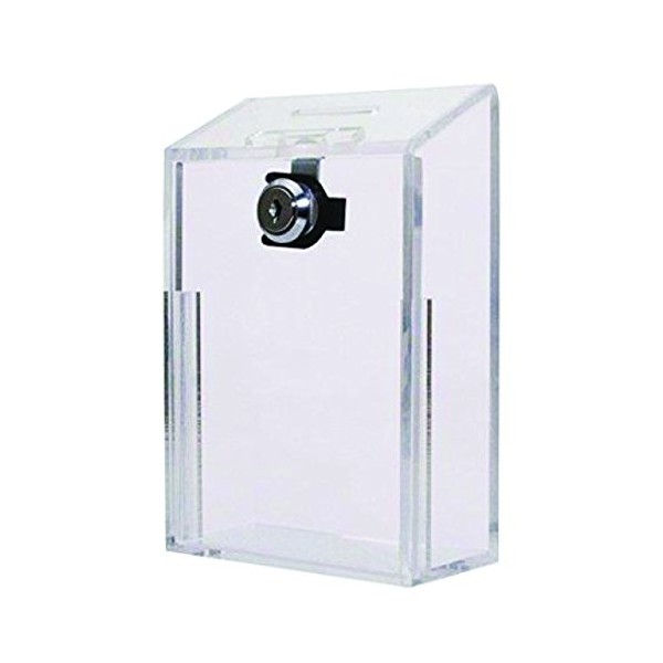 Acrylic Charity Coin Collection Box Donation Box with Open Front Suggestion Box with Lock and 2 Keys(Clear)