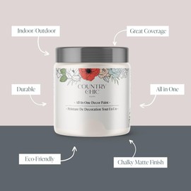 Country Chic All-in-One Chalk Paint for Furniture, Cabinets, Home Decor, Eco-Friendly, Matte Finish, Built-In Primer & Top Coat for Wood, Metal - Crinoline (Off White) - 8 oz (237 ml)