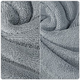 POLYTE Terry Twist Weave Microfiber Oversize Quick Dry Lint Free Bath Towel, 60 x 30 in, Pack of 2 (Gray)