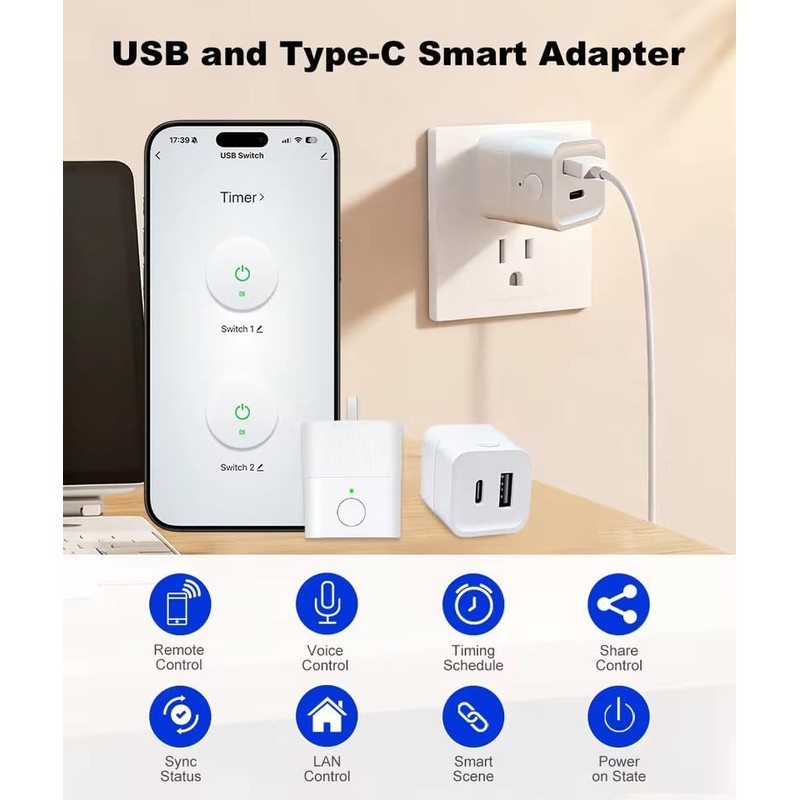 MHCOZY Zigbee 3.0 USB adaptor, Smart 5-12V DC outlet Switch,Remote