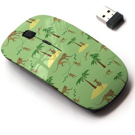 2.4G Wireless Mouse with Cute Pattern Design for All Laptops and Desktops with Nano Receiver - Monkeys New Year Symbol