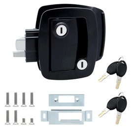 AOTWSEN RV Entry Door Lock with Touch Paddle Deadbolt & 4 Key, Key Lock for Camper, Travel Trailer, Cargo Hauler Door Latch Handle Replacement