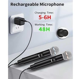 HUACAM Professional Karaoke Microphone Set, Dual Vocal Pickup, Easy Setup, USB Rechargeable, LED Display, Compatible with Karaoke Machines and More