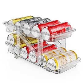 Soda Can Dispenser for Refrigerator Can Holders for Fridge,Adjustable Width Soda Can Organizer for Refrigerator,Drink Organizer for Fridge Suitable for Storage Cabinet and Pantry Clear (1 Pack)
