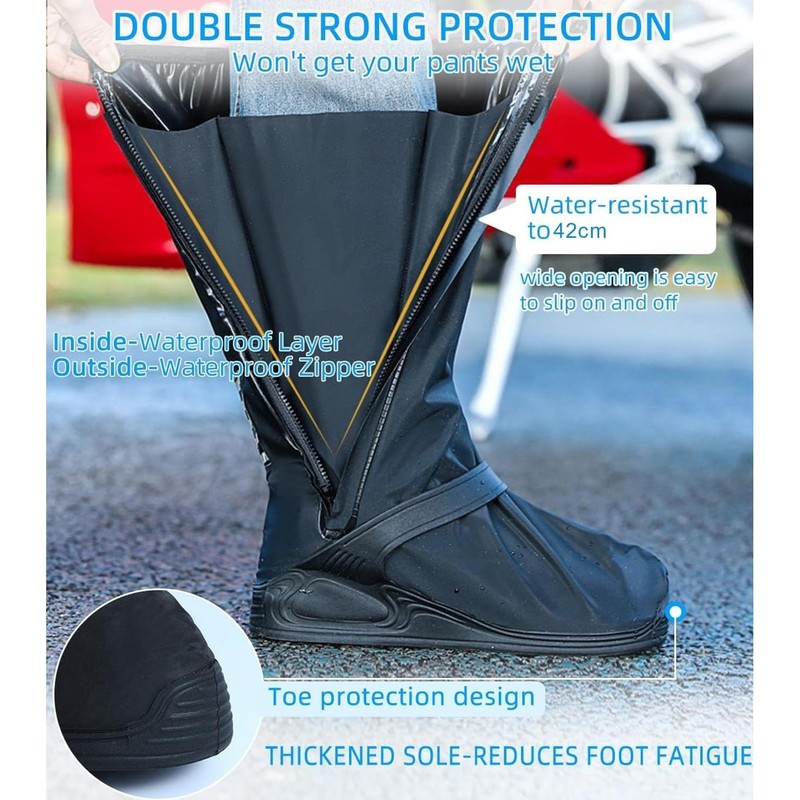 Genérico Cubrezapatos Impermeables con Cierre, PVC Resistente, Suela Antideslizante, Ajustables