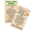 Top label Fresh Farm Egg Handling Instruction Cards,2x3.5 Inch Double-sided