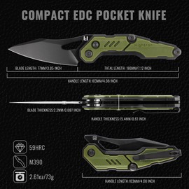 Hightron M390 Steel Pocket Knife 3.05", Spectron, designed by NOC Knives, Front flipper Folding Tactical Knife for Daily Carry, 2026 Gift