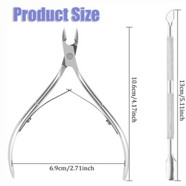 Cuticle Nipper Set, Cuticle Nipper Pusher and Cuticle Cutter Trimmer, Stainless Steel Nail Cuticle Scissors Clippers and Scraper, Durable Cuticle Nipper and Remover for Nail Art, Spa - 2Pcs