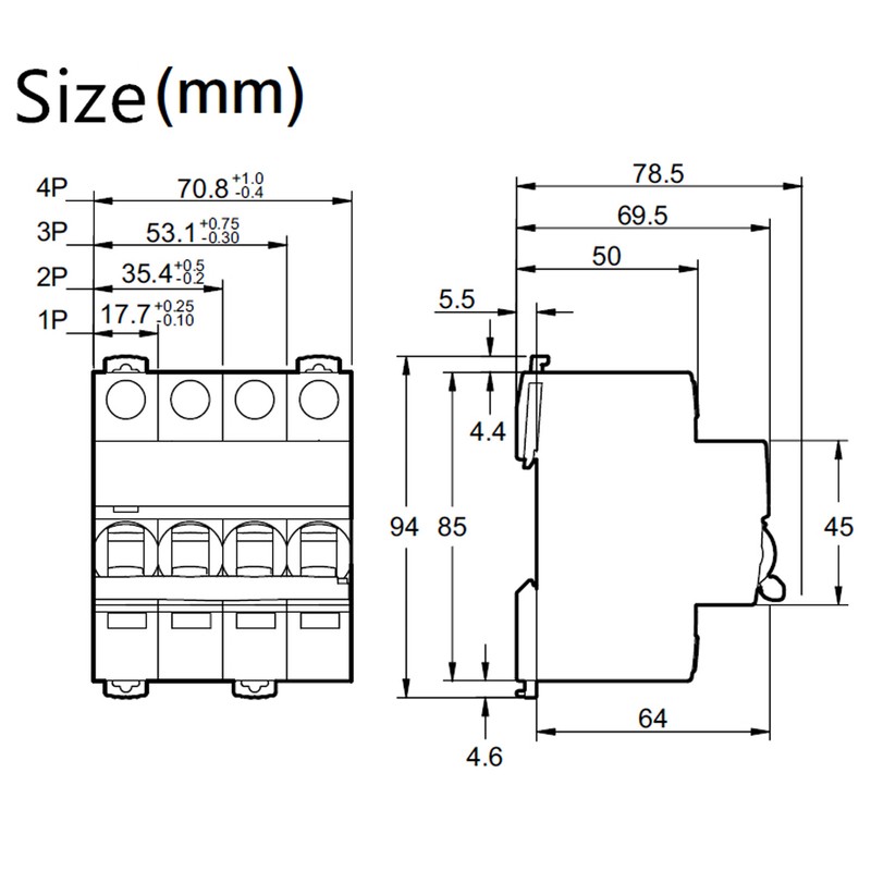 3P Miniature Circuit Breaker Easy Disassembly Assembly Din Rail Mount