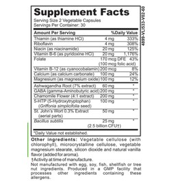 DrFormulas Mood Boost Probiotics with Stress B Complex Vitamins for Kids, Women, Men | Nexabiotic Supplement with Ashwagandha Capsules, St Johns Wort, GABA, Magnesium for Calm, 60 Count