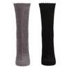 MeMoi Solid Chenille Crew Sock 2 Pair Pack Black-Gray 9-11