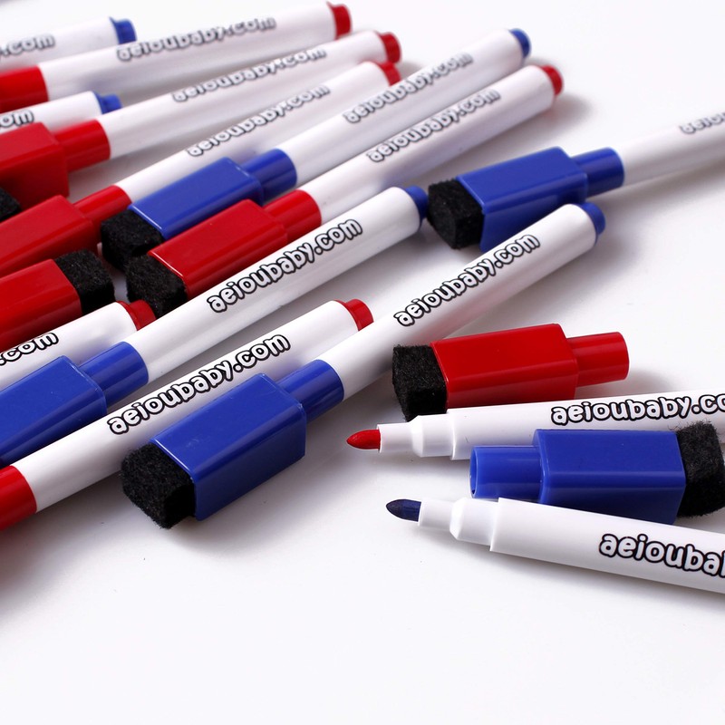 aeioubaby.com 20 Magnetic Whiteboard Markers with Integrated Eraser, Special Dry