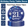 16Pcs Navy Blue 21st Birthday Paper Plates 7inch for Party