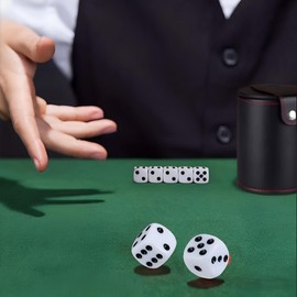 WYFCR PU Leather Dice Cup with Matching Lid, Includes 6 Night Light Dice, Felt Lined Dice Cup Set for Liars Farkle Yahtzee Dice Games, Leather Dice Cup