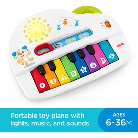 Fisher-Price Baby Toy Laugh & Learn Silly Sounds Light-Up Piano Musical Instrument with Learning Songs for Infants Ages 6+ Months​