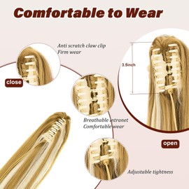 Dcbaboo Ponytail Extension, Ponytail Hairpiece, Braid Extension with Clip, Straight, Long Hair Extension Braid Clip, Synthetic, Straight Ponytail Hair Extension, 50 cm, Dark Blonde & Bleach Blonde