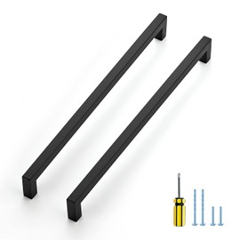 Ravinte 25 Pack Square Cabinet Pulls 11-1/3 Inch Black Kitchen Cabinet Handles Matte Black Kitchen Hardware for Cabinet Black Drawer Pulls Drawer Handles Come with Screwdriver