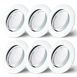 NCC-Licht Set of 6 Recessed Spotlights White Diameter 68 mm Hole with LED Module 5 Watt 400 Lumen Warm White 2700 K Ultra Flat 30 mm Swivelling