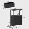 TUTOTAK Small Narrow End Table with Charging Station, Set of