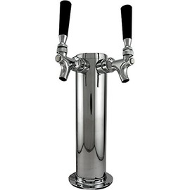 KegWorks Double Tap Draft Beer Tower, Stainless Steel, 3" D