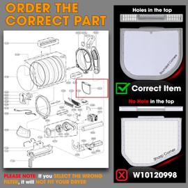 Dryer Lint Filter Screen Trap Replaces For LG DLEX5101V DLEX5170W DLEX5680W DLEX7600WE DLEX5780VE DLEX7600KE DLEX5101W DLEX5170V DLEX5680V DLEX6001W DLEX7600VE DLEX5175W DLEX5170W DLEX5680WE Dryer
