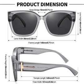 URUMQI Polarized Sunglasses Fit Over Glasses for Women, UV400 Protection Wrap-around Shades Trendy Oversized Square Lens