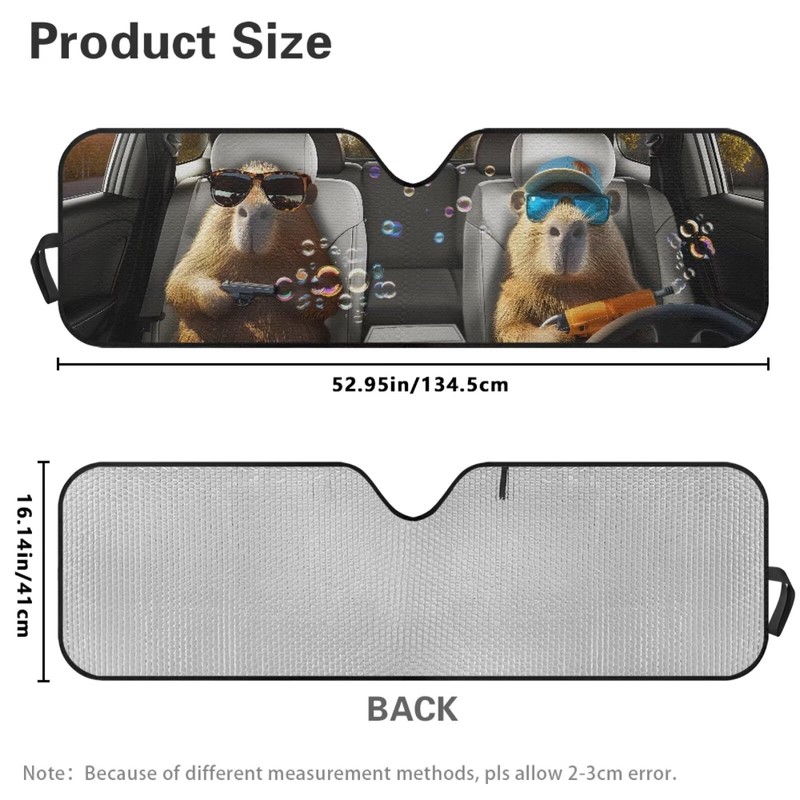 TSVAGA Auto Sun Shades Front Windshield Funny Capybara Car Sun
