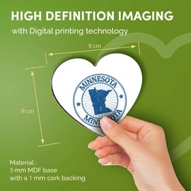 Destination Vinyl ltd Great Coasters (Set of 4) Heart - Minnesota America USA Travel Map Drink Glossy Coasters/Tabletop Protection for Any Table Type #5024