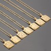 1 Piece A-Z Letter Square Pendant Necklace, Statement Trend Geometric