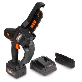 WEN 20V Max Cordless Mini Chainsaw with 6-Inch Bar, 4Ah Battery and Charger (20736)