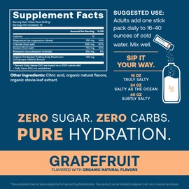 True Grace True Grace ElectroMag - 16 Stick Packs (Pack of 2) - Grapefruit - Electrolyte Powder for Rapid Hydration - Sodium, Potassium, Magnesium & Cordyceps - Zero Sugar & Carbs - Non-GMO - 32 Total Servings