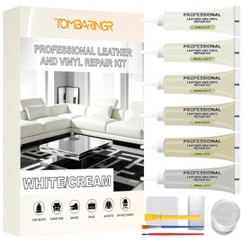 TOMBARINGR Leather Repair Kit for Furniture,Couch,Car Seat,Jacket and Purse - Leather Vinyl Repair Kit Fixes Tears, Burn Holes, and Scratches, Restores Any Material, Bonded, Pleather, Genuine(White)