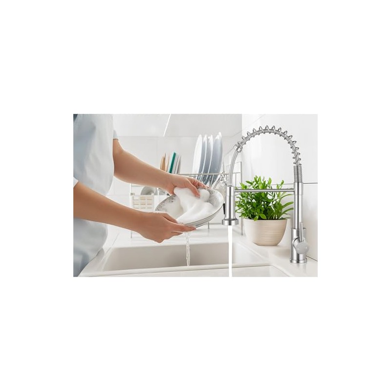 Kitchen Faucet with Pull Down Sprayer,Commercial Single Handle Stainless Steel