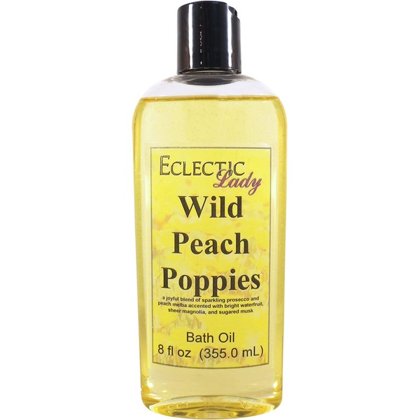 Wild Peach Poppies Bath Oil by Eclectic Lady, 8 oz
