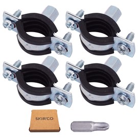 SKIR'CO Pipe Support with Rubber Lining for 20-25 mm Pipes, Pipe Clamps, Pipe Carrier for Wall and Ceiling Mounting (Pack of 4)