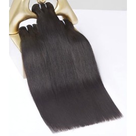 MLIP Raw Bundles Human Hair Straight, No Tangle Shedding, Keep Texture Silky Soft After Multiple Washes, 15A Raw Indian Hair Bundles 14 16 18 Inches, Triple Lifespan 3X