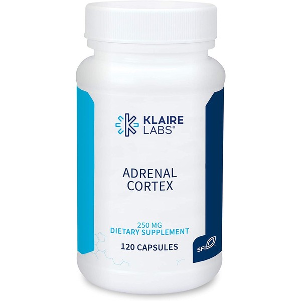 Klaire Labs Adrenal Cortex 250 mg - Adrenal Support Supplements for Cortisol Management Support - Help Support Healthy Adrenal Function for Women & Men - Gluten-Free, Hypoallergenic (120 Capsules)