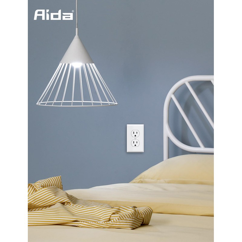 AIDA Outlet White Duplex Receptacle with Wall Plate, Electrical Outlet
