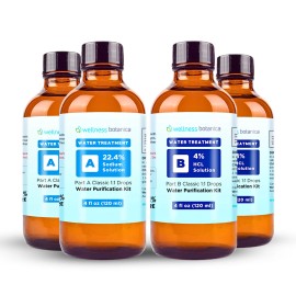 Wellness Botanica 2 Pack Water Treatment Drops 4oz  (Part A & B Kit in Glass) - Wellness Botanica - 22.4% + HCl 4%