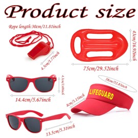 CHAOTEMAI Pack of 4 Fancy Dress Costumes Men Lifeguard Fancy Dress Costume Men Women Life Ring Inflatable Lifeguard Visor Cap Sunglasses Sports Whistles Buoy Lifeguard Costume