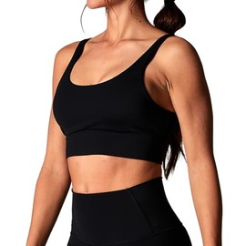 Tavi Women’s Empower Bra - Low Impact Support, Sports Bras for Women, Workout Bra with Removable Pads, Women’s Bra for Barre, Pilates, Gym & Yoga, Ebony, Large